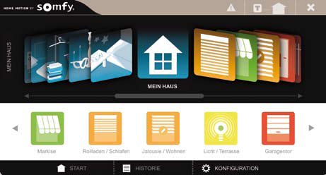 Somfy io Programmoberfläche